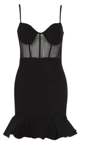 Kennedy Corset Ruffle Mini Dress with Mesh Insert