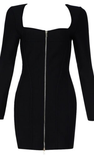 Lessie Long Sleeve Zip Front Mini Dress