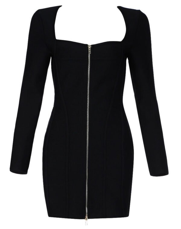 Lessie Long Sleeve Zip Front Mini Dress