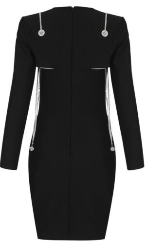 Kylie Black Long Sleeve Embellished Mini Dress