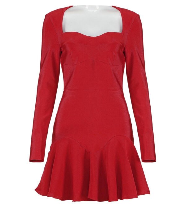 Isabella Red Long Sleeve Mini Dress - Image 11