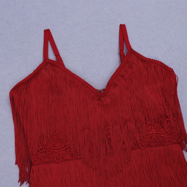 Janana Red Tassel Bandage Dress - Image 5