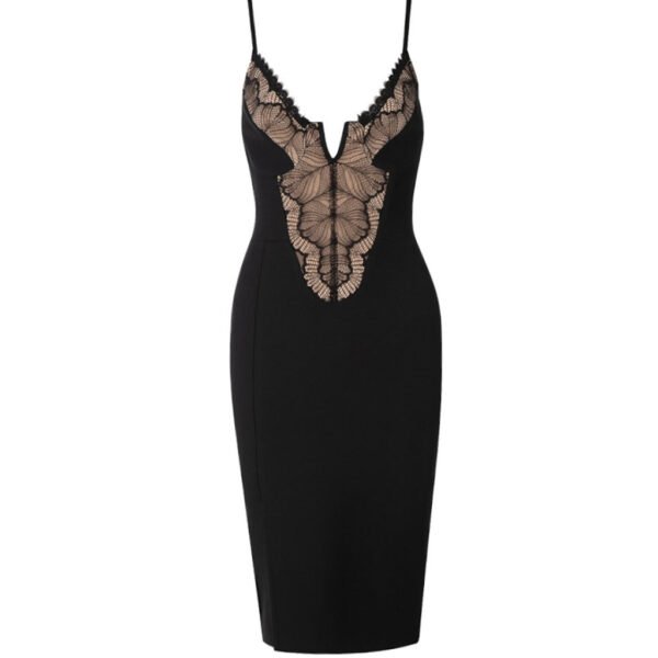 Annabelle Black Spaghetti Strap V Neck Mini Dress