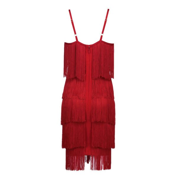 Janana Red Tassel Bandage Dress - Image 11