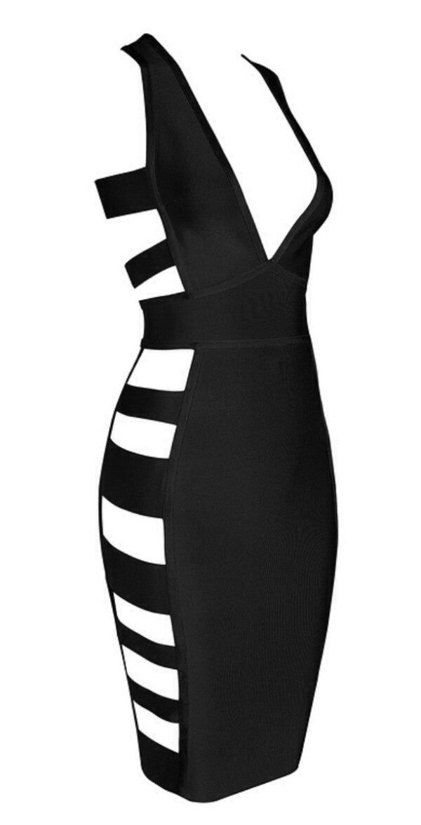 Demi Black Side Slash Bandage Dress