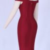Macie Red Off Shoulder Bandage Dress - Image 3
