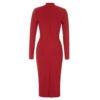 Angelique Red Halter Bustier Long Sleeve Midi Dress - Image 3