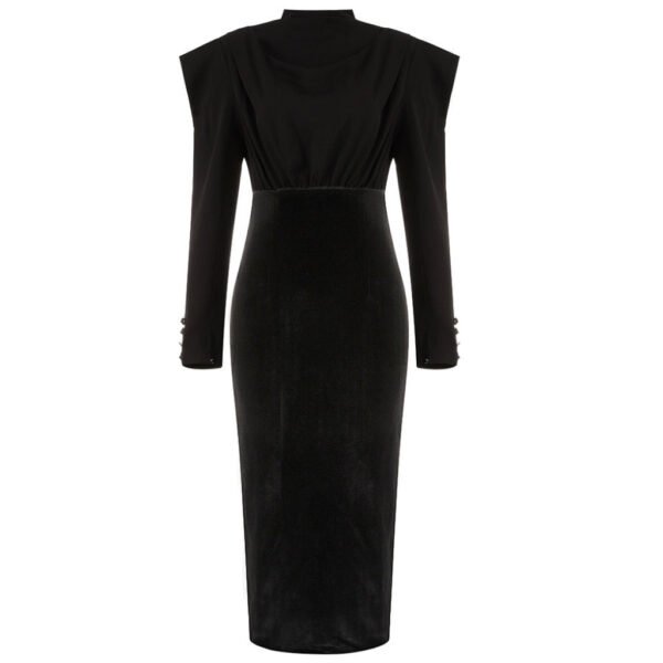Addyson Long Sleeve Midi Black Dress