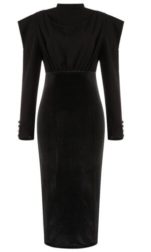 Addyson Long Sleeve Midi Black Dress