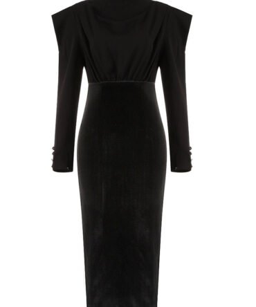 Addyson Long Sleeve Midi Black Dress