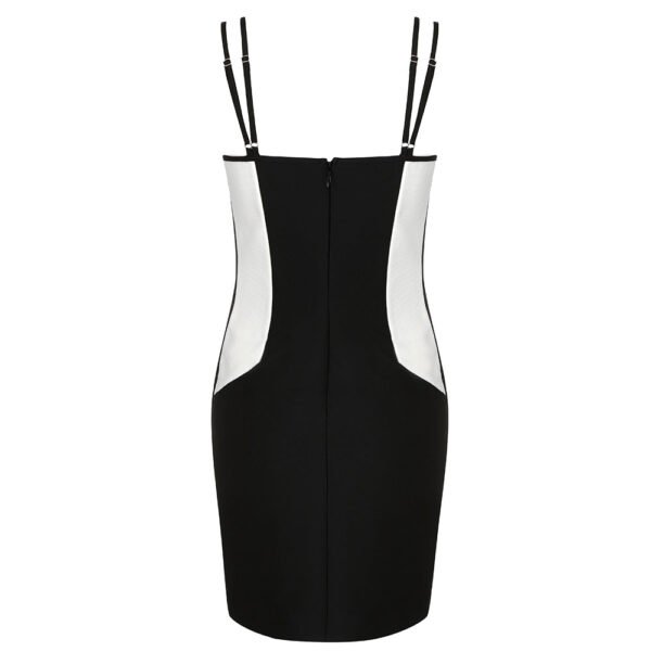 Hadley Black White Spaghetti Strap Bustier Mini Dress - Image 7