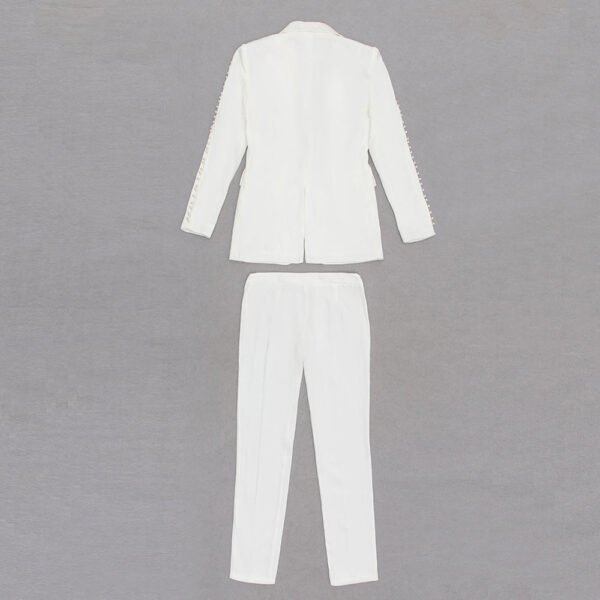 Oakleigh 3 Piece White V-Neck Suit Set - Image 7