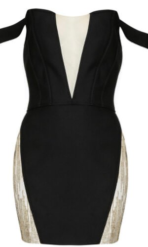 Jane Black Off The Shoulder Embellished Mesh Mini Dress