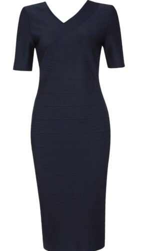 Josie Navy Blue Short Sleeve Midi Dress