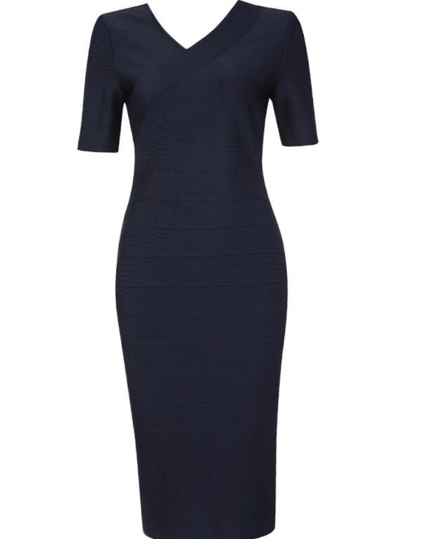 Josie Navy Blue Short Sleeve Midi Dress