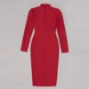 Angelique Red Halter Bustier Long Sleeve Midi Dress - Image 11