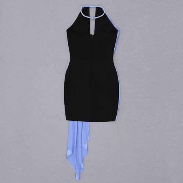 Milana Black Blue Mini Halter Dress - Image 6