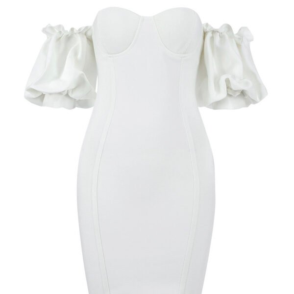 Harleen White Mini Puff Sleeve Off Shoulder Dress