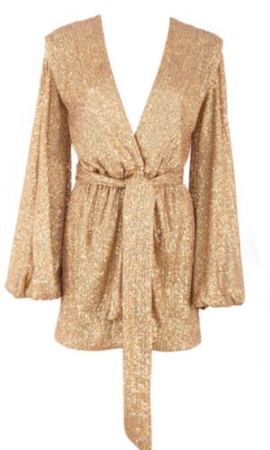 Marley Big Sleeve Sequins Wrap Dress