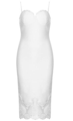 Louise White Bustier Midi Dress with Crochet