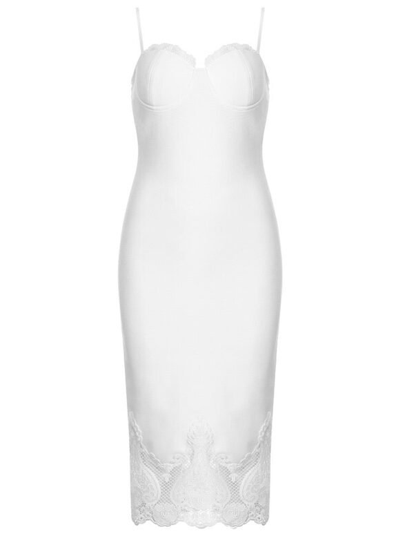 Louise White Bustier Midi Dress with Crochet