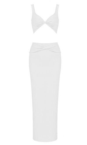 Nylah White Two Piece Midi Dress