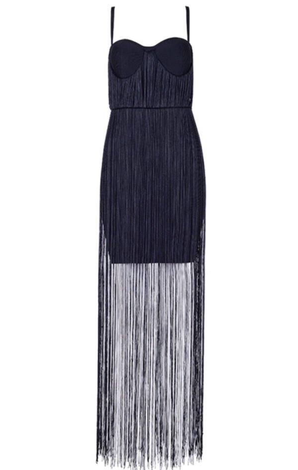 Maia Black Fringe Dress