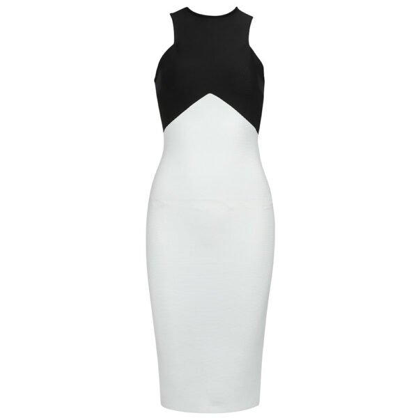 Jessica Sleeveless Black White Midi Dress - Image 2