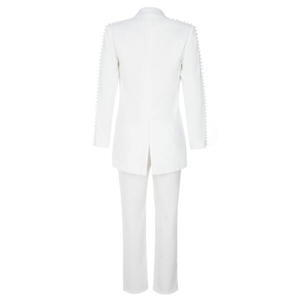 Oakleigh 3 Piece White V-Neck Suit Set - Image 10