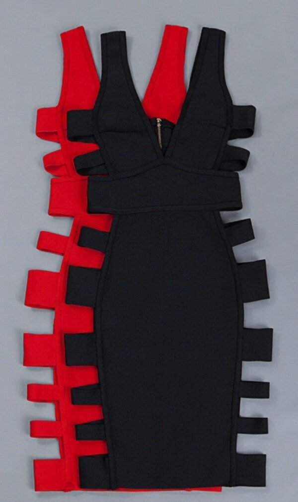 Demi Black Side Slash Bandage Dress - Image 4