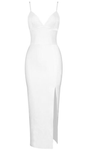 Lelani White Spaghetti Strap Midi Dress