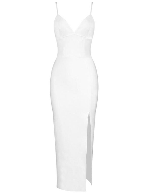 Lelani White Spaghetti Strap Midi Dress