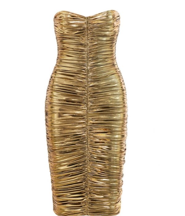 Kelcie Midi Golden Strapless Dress