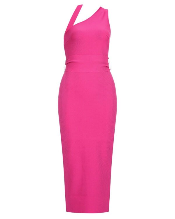 Tatum One Shoulder Halter Pink Bandage Dress