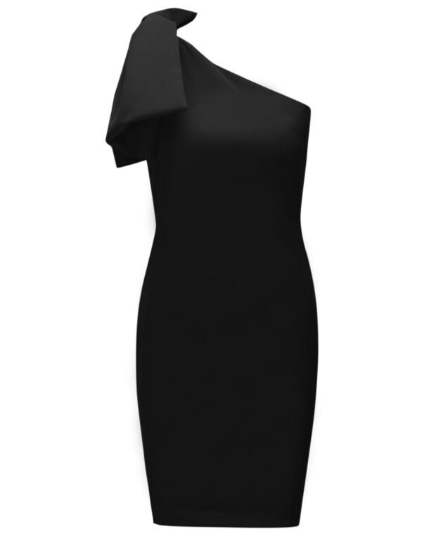 Letta Big Bow Shoulder Dress- Black - Image 13