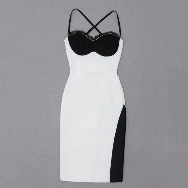 Jemma Black White Mesh Bustier Mini Dress - Image 8