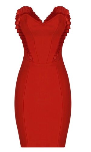 Catalina Strapless Heart Detail Mini Dress - Red