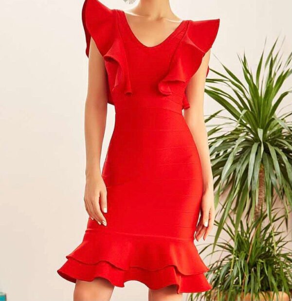 Laila Frill Short Sleeve Mini Bandage Dress - Image 3