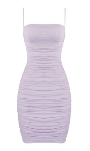 sexy mini purple strap dress
