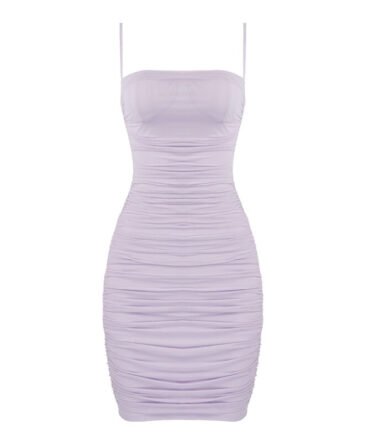 sexy mini purple strap dress