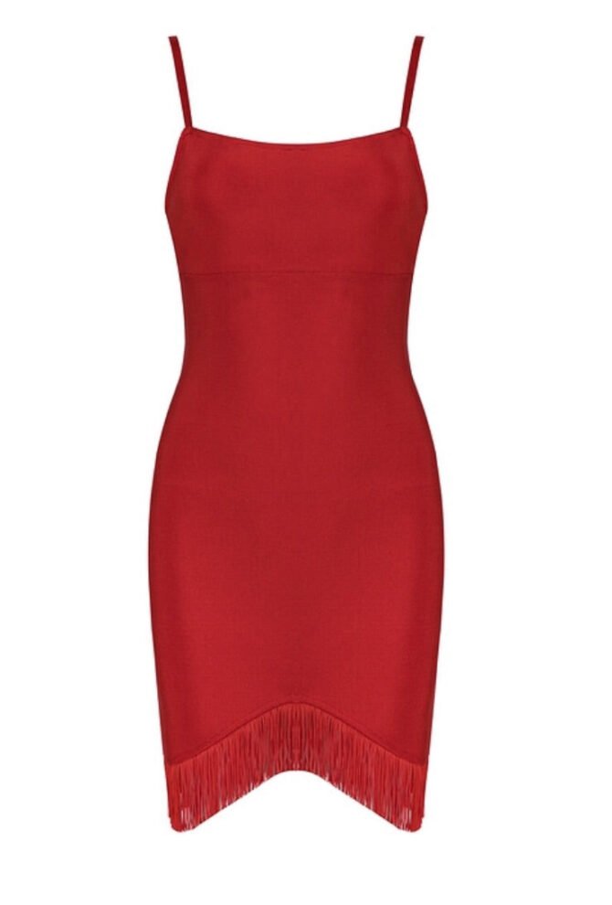 red strap mini dress