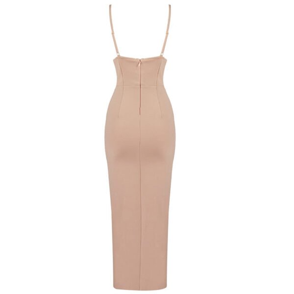 Lelani Beige Spaghetti Strap Midi Dress - Image 3