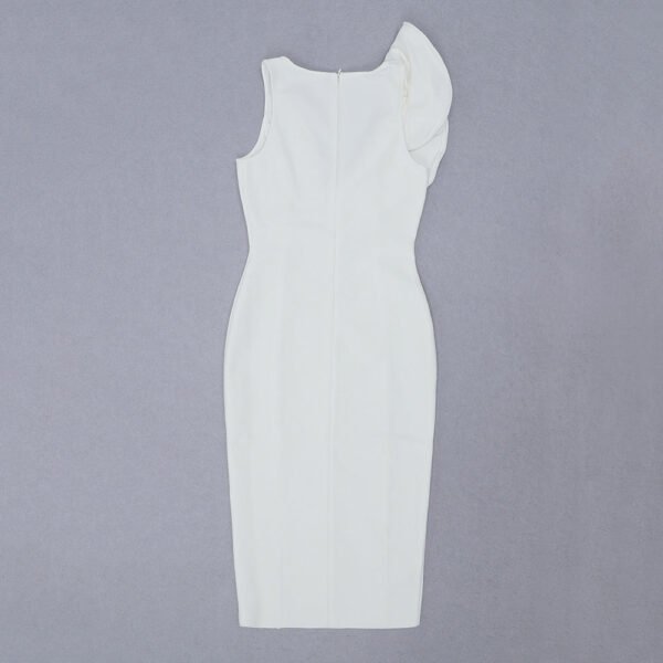 Malia White Frill Shoulder Detail Midi Dress - Image 3