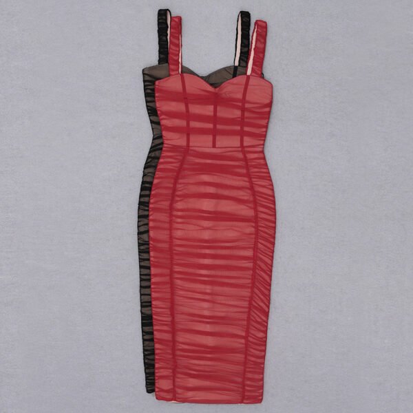Iggy Black Draped Corset Spaghetti Strap Midi Dress - Image 3