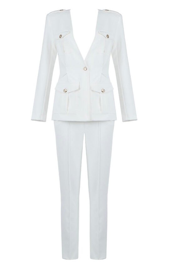 Leah Two Piece Pants Set White