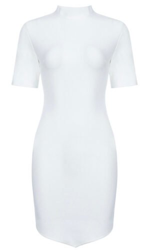 Charli White Short Sleeve Open Back Mini Dress