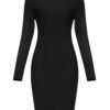 Piper Black Long Sleeve Mini Backless Dress
