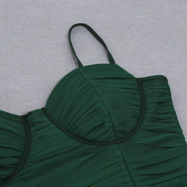 Everleigh Green Bustier Ruched Midi Dress - Image 8