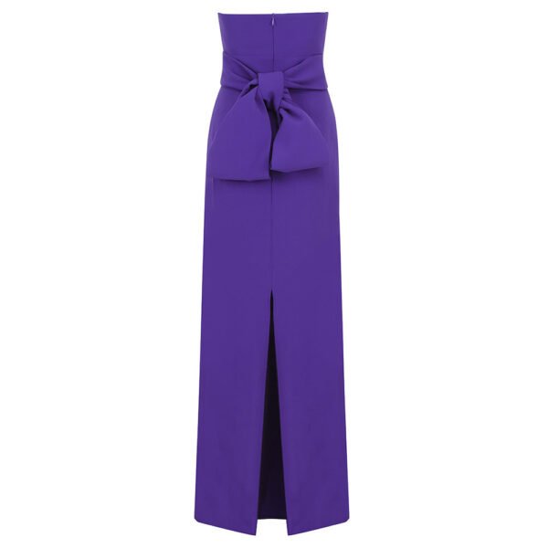 Irina Strapless Draped Detail Purple Maxi Dress - Image 2