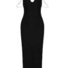 Marissa Pearl Straps Open Back Blaack Midi Dress